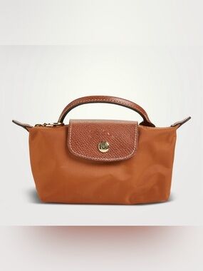 Longchamp Mini Top-Handle Bag pouch in Cognac and Tan